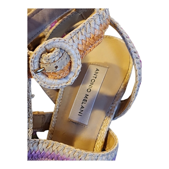 Antonio Melani Ombre Woven Raffia Strappy Sandals - Size 10M Boho Summer Shoes - Picture 7 of 10